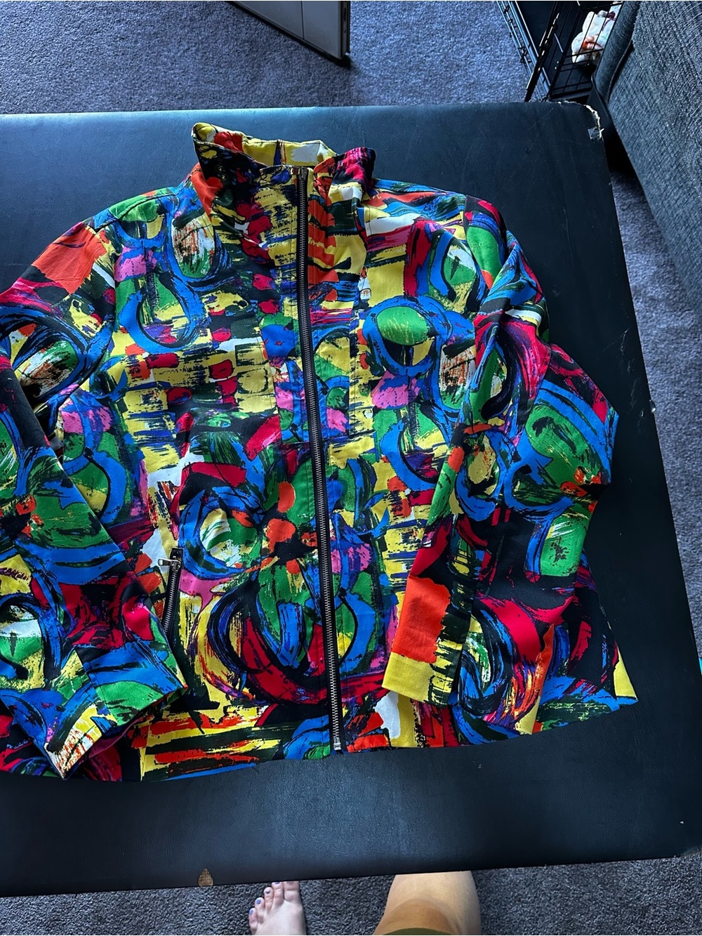 Vintage Erin London Pop Art Jacket - Colorful Abstract Full Zip